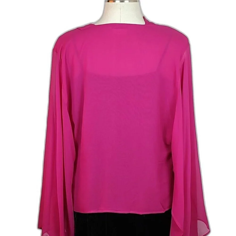 🩷HP🩷 Yves St Laurent Rive Gauche Haute Pink Chiffon Gown Cover-Up Rare! - Picture 8 of 14